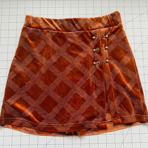 SHEIN Orange Velvet Mini Skirt